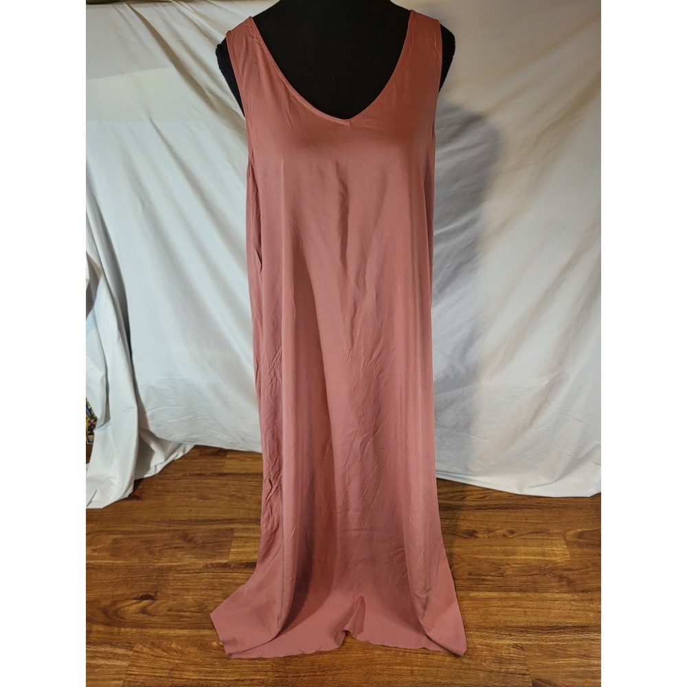 Antibes Blanc Size Medium 100% Rayon Maxi‎ Dress Light Terracotta